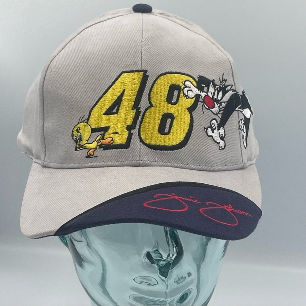 NASCAR Gray Cap Jimmie Johnson #48 Embroidery Tweety Sylvester. HASE Authentic